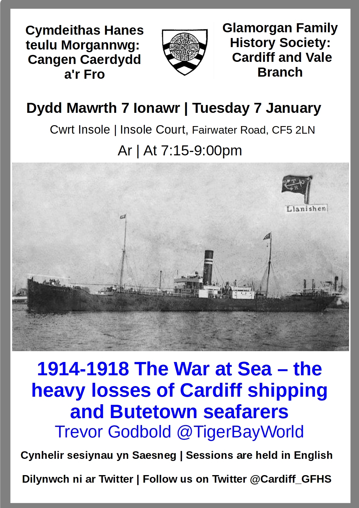 CardiffBranchJanuary Bi lingial poster