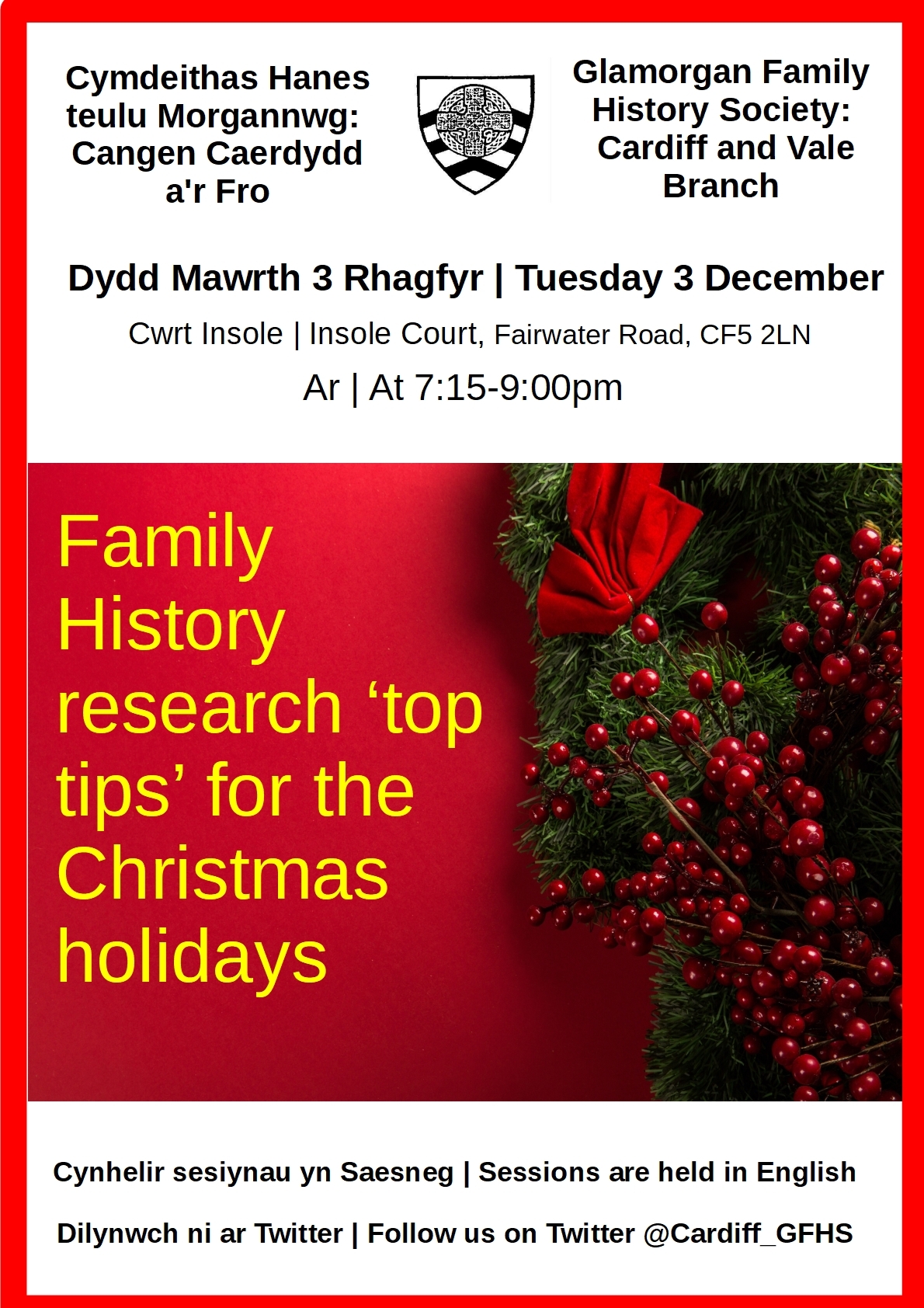 CardiffDecember Bi lingial poster